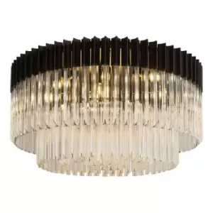 Image of Luminosa Poland Ceiling Lamp Round 12 Light E14, Matt Black, Clear Sculpted Glass, Item Weight: 28.4kg