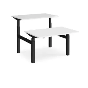 Image of Height Adjustable Desk Back To Back Rectangular Desks 1200mm White Tops With Black Frames Elev8 Touch