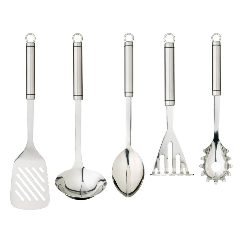 Image of KitchenCraft Set of 5 Professional Stainless Steel Kitchen Utensils in Silver Silver Unisex