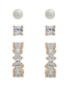 Image of Jon Richard Gold Plate Cubic Zirconia Hoop And Pearl Multi Pac