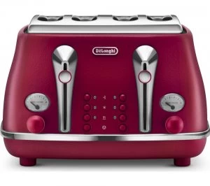 Image of DeLonghi Icona Elements CTOE4003.RD 4 Slice Toaster