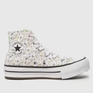 Image of Converse White All Star Hi Eva Lift Girls Junior Trainers
