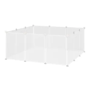 Image of PawHut Pet Playpen DIY Small Animal Cage Open Enclosure Portable Plastic Fence 12 Panels for Hedgehog Bunny Chinchilla Guinea Pig White