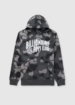 Image of Billionaire Boys Club Mens Camo Print Arch Logo Popover Hoodie In Black
