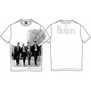 Image of The Beatles Walking In London Mens White T Shirt: XXL