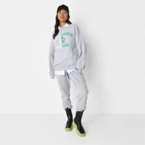 Image of Missguided Spliced Graphic Sweat - Grey