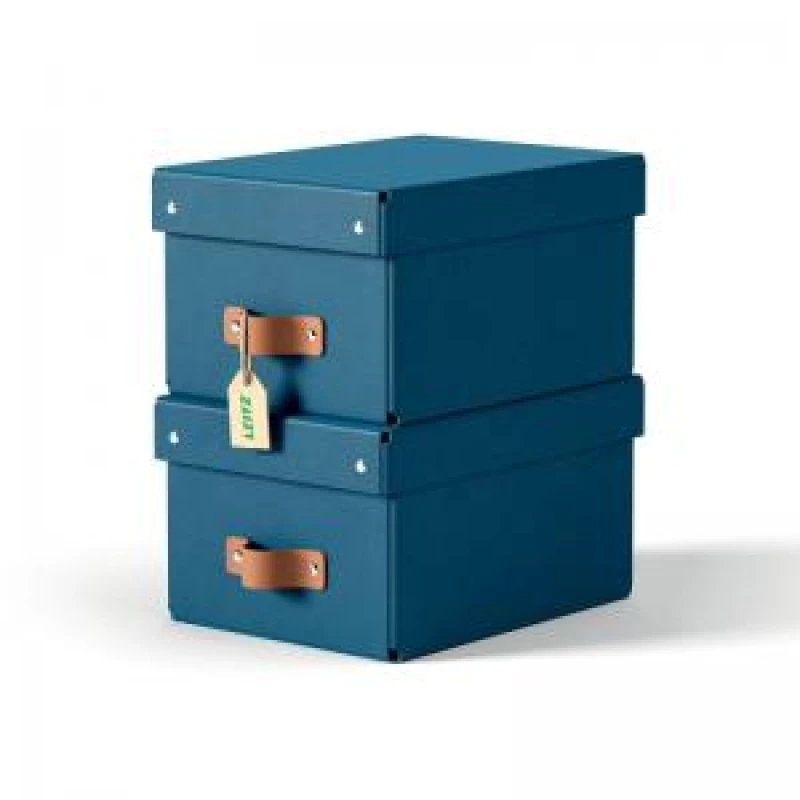 Image of Leitz Puro Storage Box with Lid Small 7L Blue 100 Recycled Card Pack 2 EXR70902AC