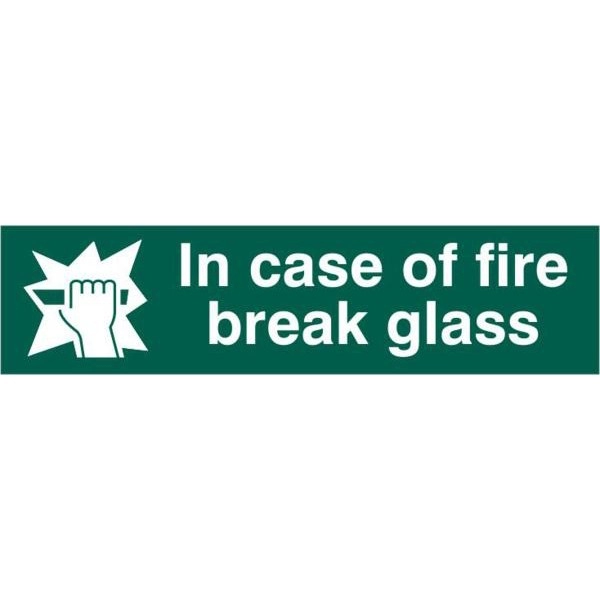 Image of ASEC in Case Of Fire Break Glass 200mm x 50mm PVC Self Adhesive Sign