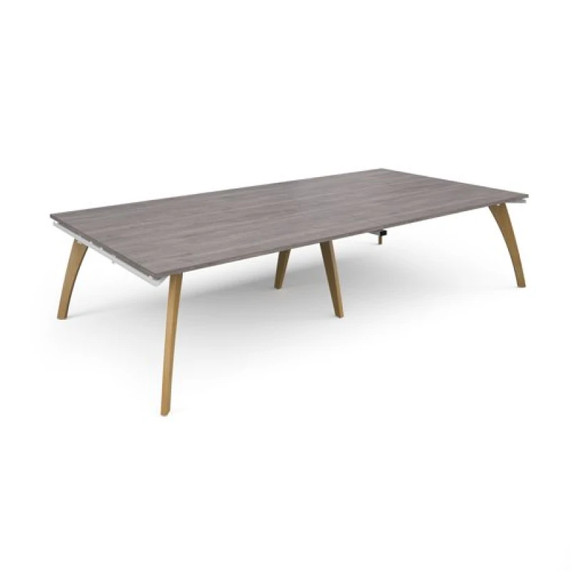 Image of Fuze Rectangular Modular Office Boardroom Table Wooden Frame - Grey Oak