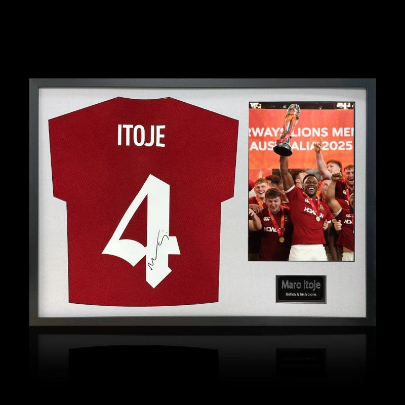 Image of The Fan Cave Maro Itoje Signed British & Irish Lions 2025 Shirt Red unisex 750x550mm