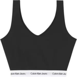 Image of Calvin Klein Jeans Contrast Tape Milano Crop Top - Black