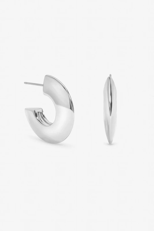 Image of Jon Richard Womens Silver Plated Flat Disk Hoop Earrings Silver Female One Size
