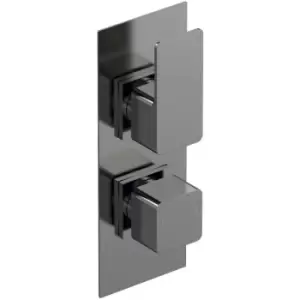 Image of Windon Brushed Gunmetal Twin Concealed Thermostatic Shower Valve - WIN7TW01 - Brushed Gun Metal - Nuie