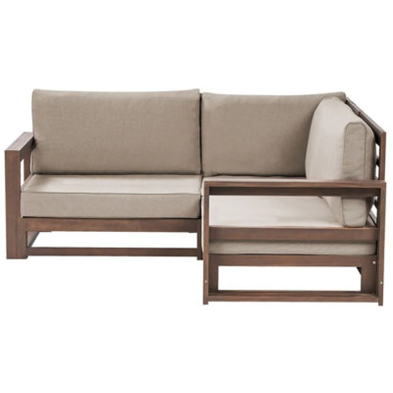 Image of Beliani Garden Corner Sofa 2 Seater Timor Modular Certified Acacia Wood Dark Brown
