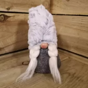 Image of Festive Productions - Festive Christmas 40cm Sitting Grey Gonk with Fur Hat - Female