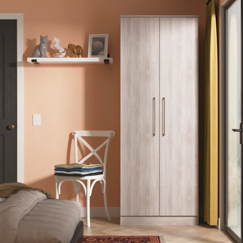 Image of Welcome Furniture Ltd Worcester Tall Double Wardrobe in Grey Oak - Ready Assembled, Grey WOR080GOGO