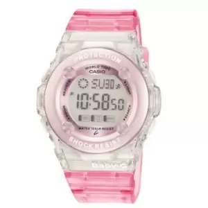 Image of Ladies Casio 'Baby-G' Clear, LCD and Pink Plastic/Resin Quartz Chronograph Watch