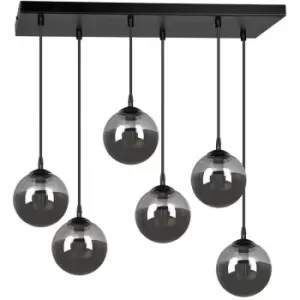 Image of Emibig Cosmo Black Globe Cluster Pendant Ceiling Light with Graphite Glass Shades, 6x E14
