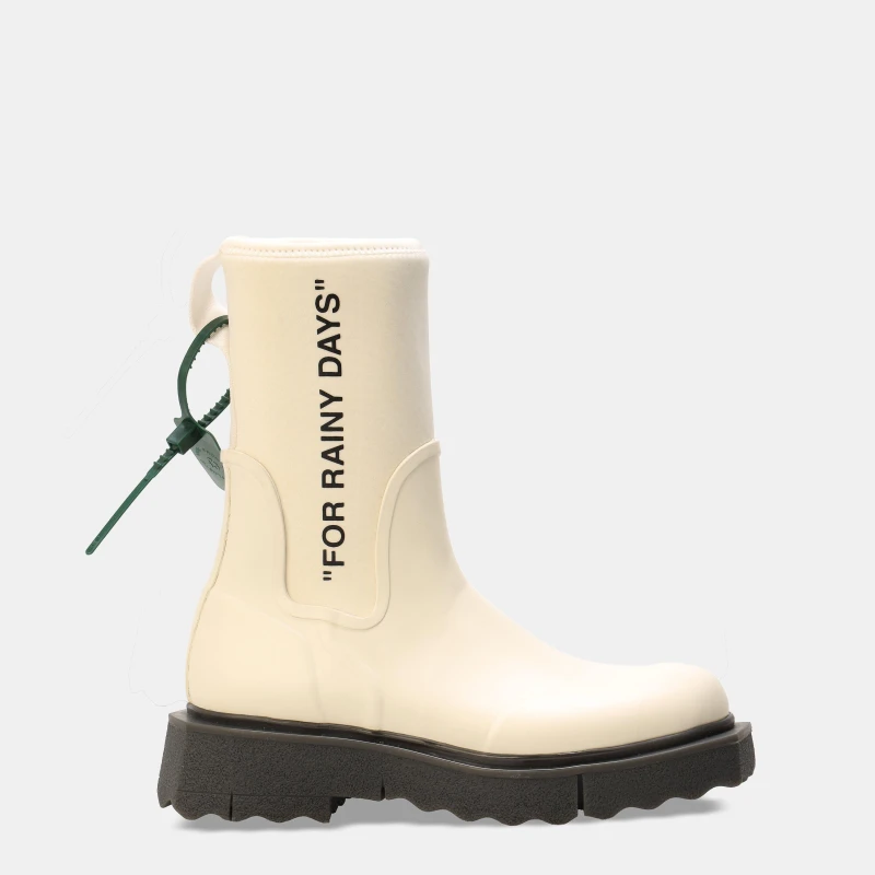 Image of Off White Womens Rubber Boot Waterproof Walking Shoes White Black female 7 (40)