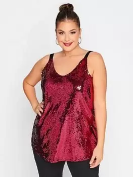 Image of Yours Sequin Mesh Cami - Pink, Size 16, Women