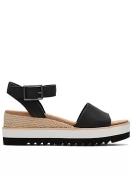 Image of TOMS Toms Diana Leather Wedges - Black, Size 6, Women