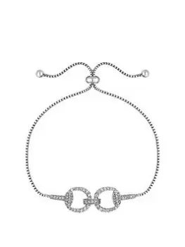 Image of Jon Richard Rhodium Plated Cubic Zirconia Link Toggle Bracelet, One Colour, Women