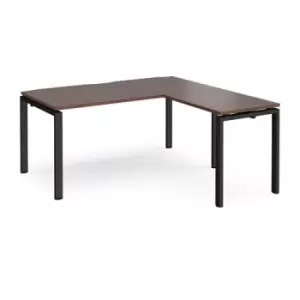 Image of Bench Desk Add On Return Desk 1600mm Walnut Tops With Black Frames Adapt