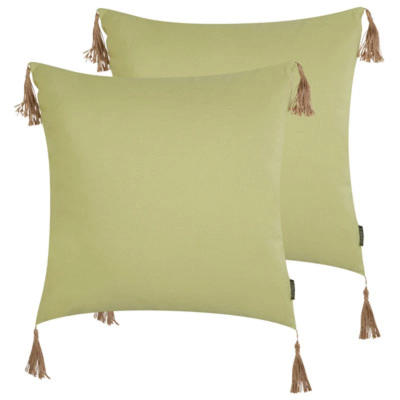 Image of Beliani Set Of 2 Decorative Cushions Chmistar 45 X 45cm Green Solid