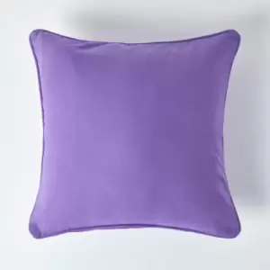 Image of HOMESCAPES Cotton Plain Purple Cushion Cover, 45 x 45cm - Purple