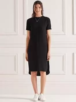 Image of Superdry Curve Hem Shift Dress - Black, Size 10, Women