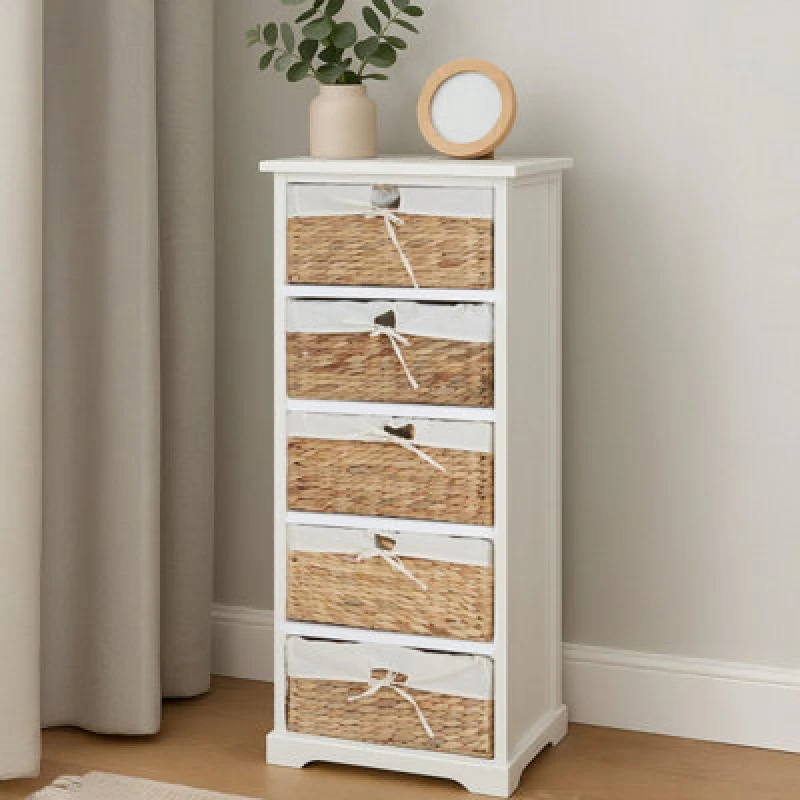 Image of Premier Housewares Ashby 5 Drawer Chest, Delivered Fully Assembled White