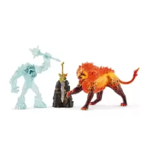 Image of Schleich Eldrador Creatures Battle For The Superweapon Frost Monster Vs. Fire Lion Toy Figures (42455)
