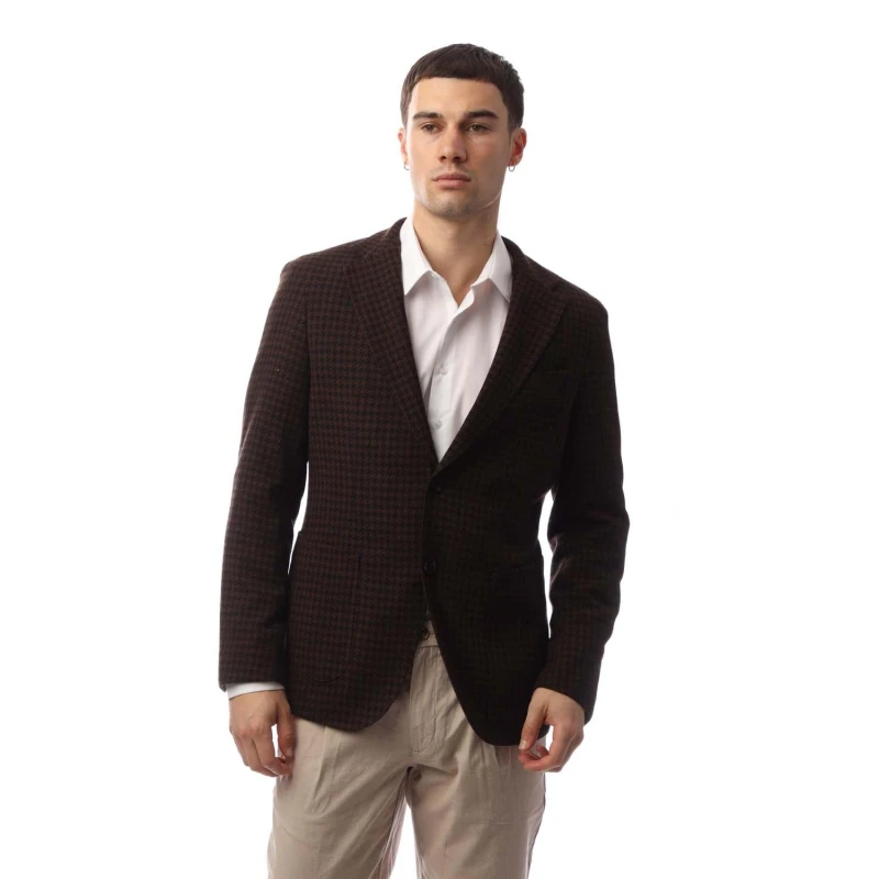 Image of Boss Mens Heston Structured Shoulders Tailored Fit Single-Breasted Formal Jacket Brown male 42 (52)
