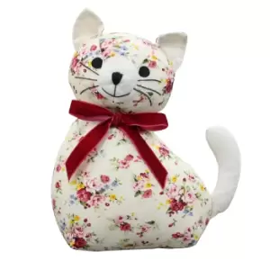 Image of Floral Cat Novelty Door Stop Multicolour