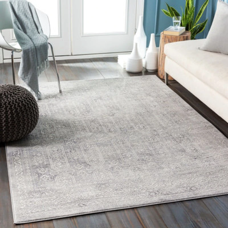 Image of Livabliss Vintage Oriental Boho Grey/ivory Rug Vicky Area Rug 200 X 275cm - Easy Care, Non Shedding, Ideal For Living Room & Bedroom