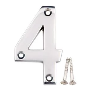 Image of Chrome Effect Brass House Number 4