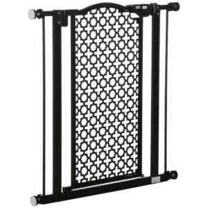 Image of Pawhut 74-80cm Pressure Fit Double Locking Pet Stair Gate - Black