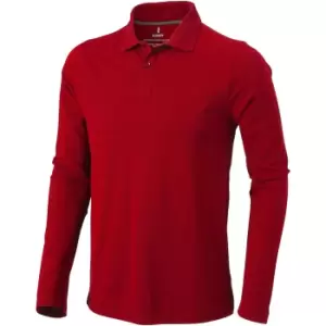 Image of Elevate Mens Oakville Long Sleeve Polo Shirt (S) (Red)