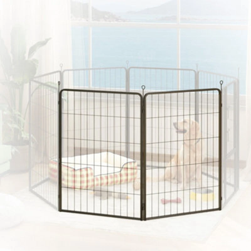 Image of PawHut 2 Piece Expansion Pack Dog Pen for 100cm High Animal Pen, Black D06-253V02BK