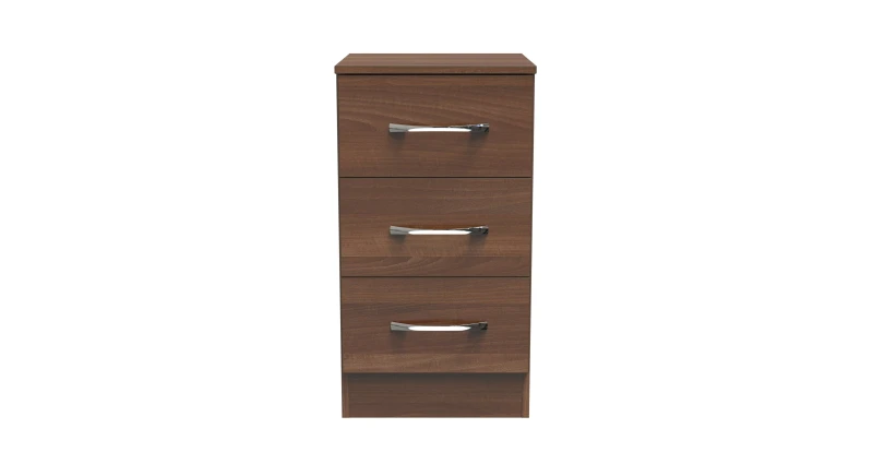 Image of Welcome Furniture Ready Assembled Coventry 3 Drawer Bed Cabinet Noche Walnut, Brown AVN001N