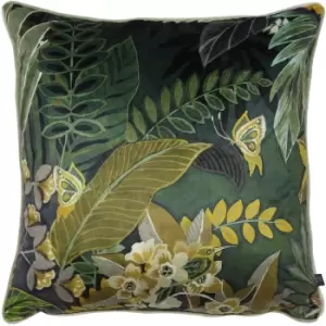 Image of Prestigious Textiles Hidden Paradise Floral Cushion Cover (55cm x 55cm) (Emerald Green)
