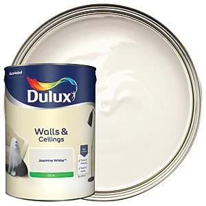 Image of Dulux Walls & Ceilings Jasmine White Silk Emulsion Paint 5L