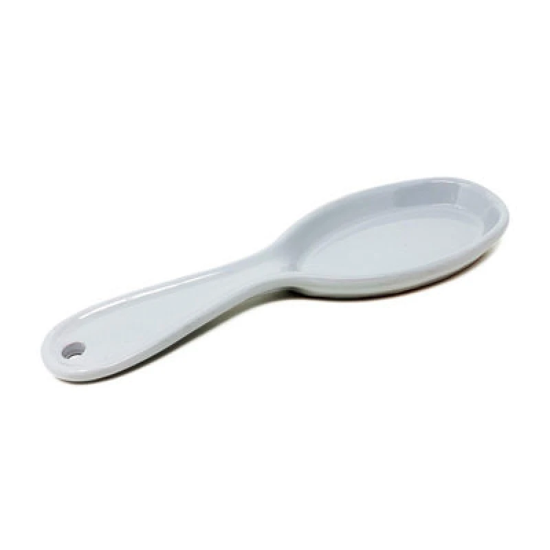 Image of Verano Spanish Ceramics Rustic Pastel Fully Dipped Terracotta Kitchen Dining Utensil Spoon Rest Grey (L) 27Cm