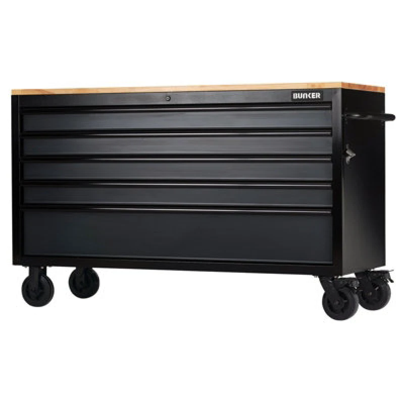 Image of Bunker 5 Drawer Workbench Tool Roller Cabinet 28343 Colour: Black / Grey