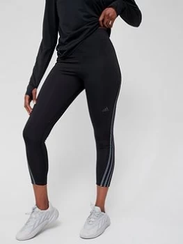 Image of adidas Run Icons 3 Stripes Leggings - Black, Size L, Women