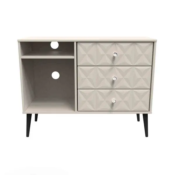 Image of Welcome Furniture Ready Assembled Pixel 3 Drawer TV Unit In Kashmir Matt PXT246KMK