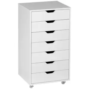 Image of Vinsetto Vertical Filing Cabinet, 7-drawer File Cabinet, Mobile Office Cabinet on Wheels for Study, Home Office, White