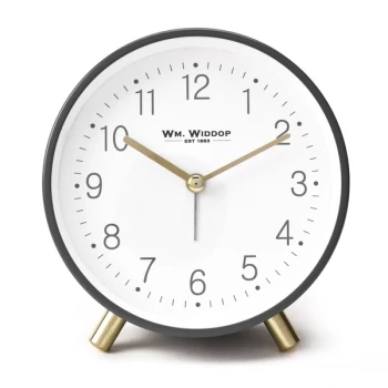 Image of WM WIDDOP Round Alarm Clock with Gold Metal Legs - Grey