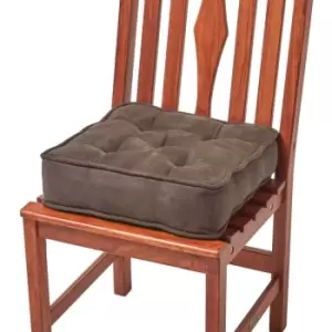 Image of Chocolate Brown Faux Suede Dining Chair Booster Cushion - Brown - Homescapes