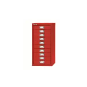 Image of Bisley 10 Drawer Metal Filing Cabinet - Red